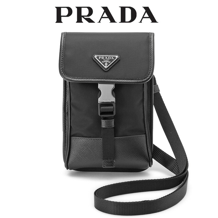 PRADA - PRADA プラダ サフィアーノレザー iPhone13Pro 対応 ストラップ付き アイフォンケース スマホケース ブラック系 FF8907 PRADA プラダ サフィアーノレザー iPhone13Pro 対応 ストラップ