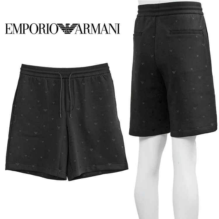 エンポリオアルマーニ EMPORIO ARMANI ダブルジャージ 汗水 二分の一ズボン下 オール厚地の外套 EM001403-AF10013-FC185 黒いこと【新作】