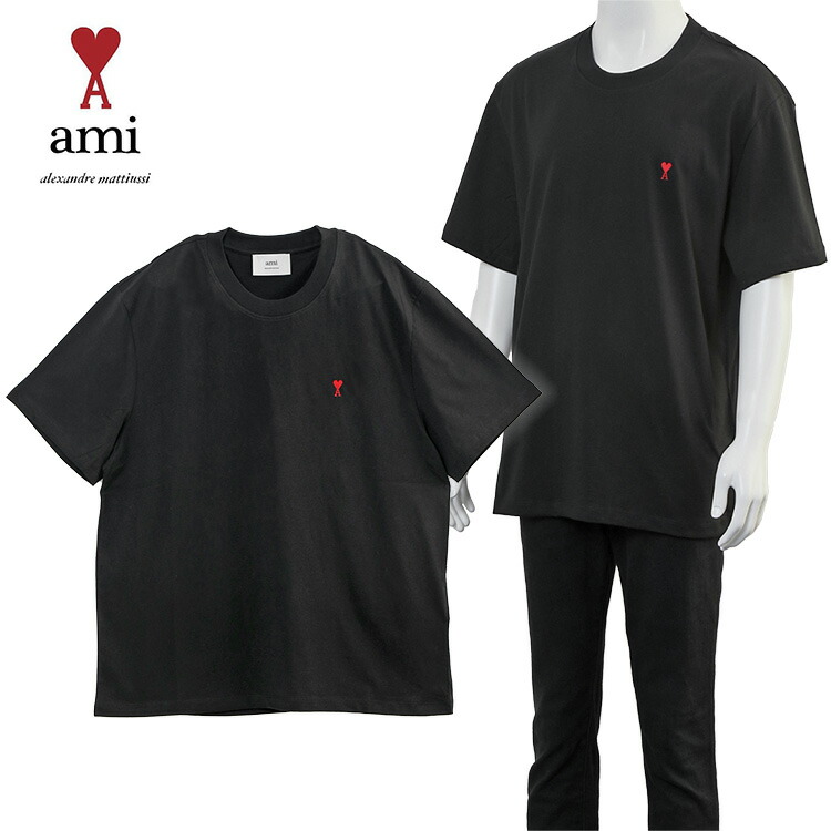 アミ Ami de Coeur Tシャツ ユニセックス BFUTS035.724-001：ブラック【新作】