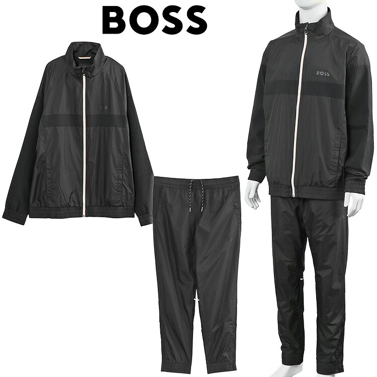 主任者 上下仕掛ける BOSS セットアップ 貨物自動車背広 ポリエステル × ワッフルジャージ うつり変わり 50541286-001 BLACK 黒いこと【新作】