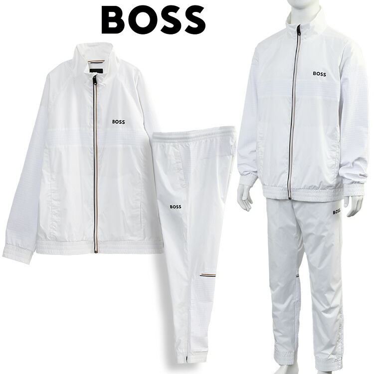 主任者 BOSS セットアップ 貨物自動車背広 ポリエステル × ワッフルジャージ うつり変わり 50541286-100 WHITE 白いこと【新作】 主任者 上下仕掛ける