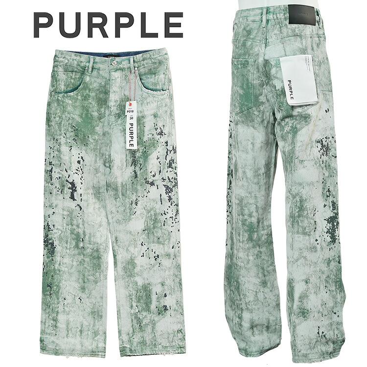 PURPLE BRAND ワイド ジーンズ ウォーン カモフラージュ P018-WCUB325-LT INDIGO【新作】