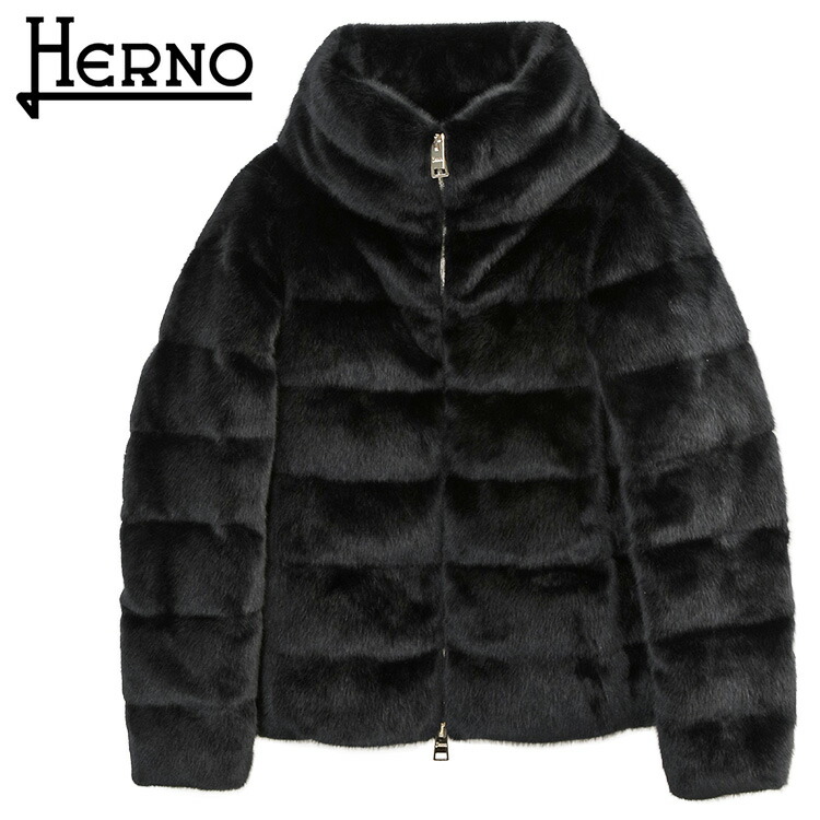 ヘルノ HERNO ダウン レディース ヌートリアライクファー ハイネック ダウンジャケット PI001935D-12630-9300 NERO ブラック【新作】
