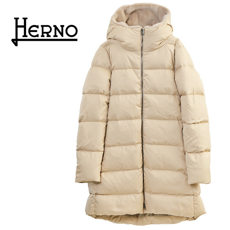 【楽天市場】ヘルノ HERNO レディース ダウンコート フェイクファーフード PI001948D-12414Z-1980 BEIGE ...