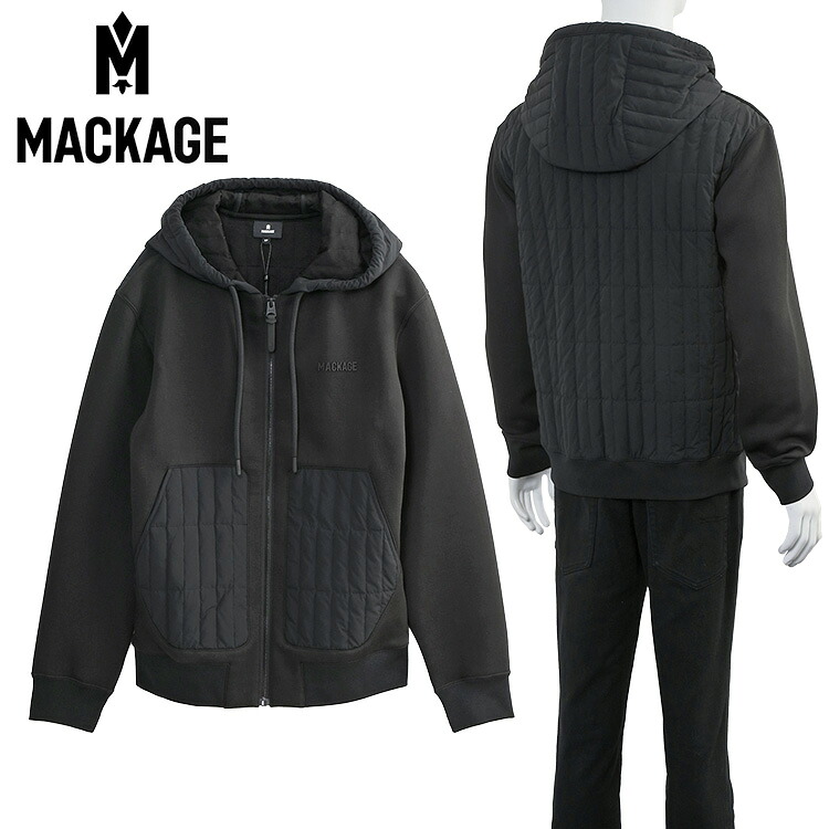マッカージュ MACKAGE クルス ジップアップ ハイブリッド バーティカルキルトパーカー CRUZ-BLACK【新作】