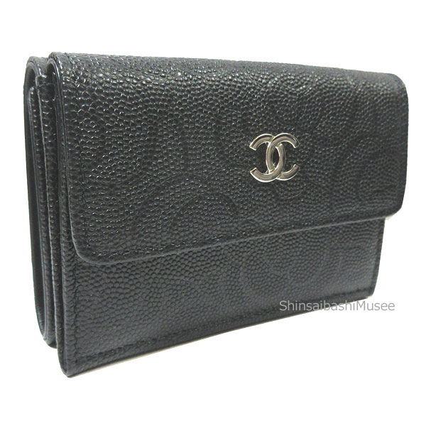 ≪新品≫ CHANEL シャネル スモールフラップ ウォレット カメリア 財布 キャビア ミニ ブラック ゴールド金具 AP0116 B07529 94305 small wallet 箱 リボン カメリア ラッピング　黒｜インポートミュゼ心斎橋筋一丁目店