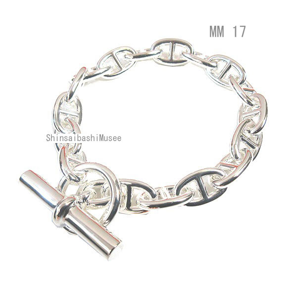 《新品》 エルメス シェーヌダンクル MM 17 シルバー製 シルバーチェーン ブレスレット バングル 17コマ HERMES 箱　リボンのラッピング Chaine Dancre Silver