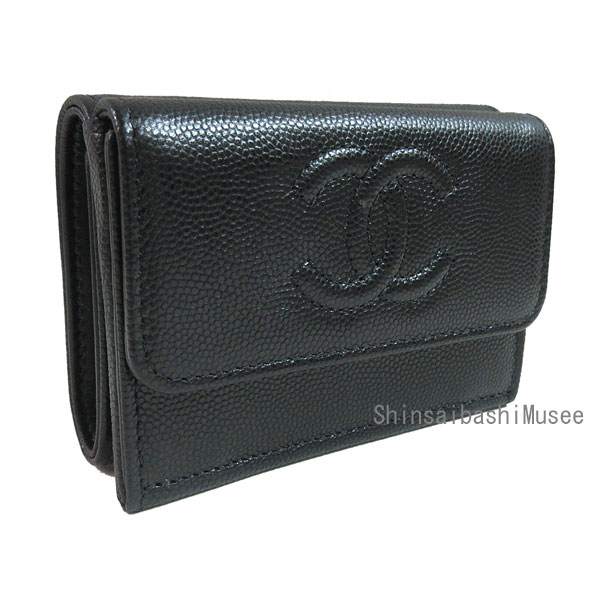 ≪新品≫シャネル スモール 下げ翼 ウォレット 銭入れ 黒いこと 黒 CC目じるし 編み目 AP4655 B20633 94305 箱 シュロの葉 ラッピング ≪Brand New≫ CHANEL Small flap wallet black CC mark stitch box ribbon gift wrapping