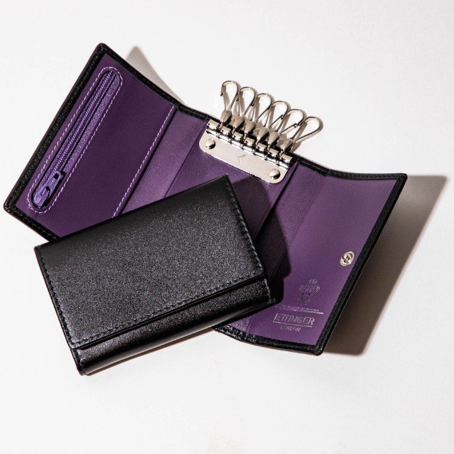 激安の 楽天市場 エッティンガー 6連キーケース メンズ Sterling カーフレザー ブラック パープル ブランド おしゃれ 本革 父の日 ギフト 男性 代 30代 40代 誕生日 プレゼント 彼氏 父親 記念日 贈り物 黒 紫 Ettinger St95jr 0002 0004 Import Brand Grace 激安
