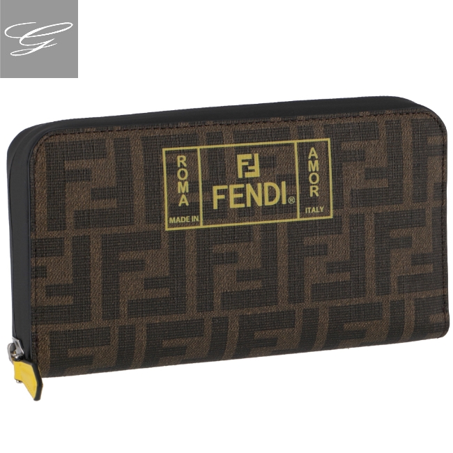 楽天市場 フェンディ Fendi 財布 メンズ ポリウレタン ラウンドファスナー長財布 Tabacco Limone 7m0210 sb F17hw Import Brand Grace