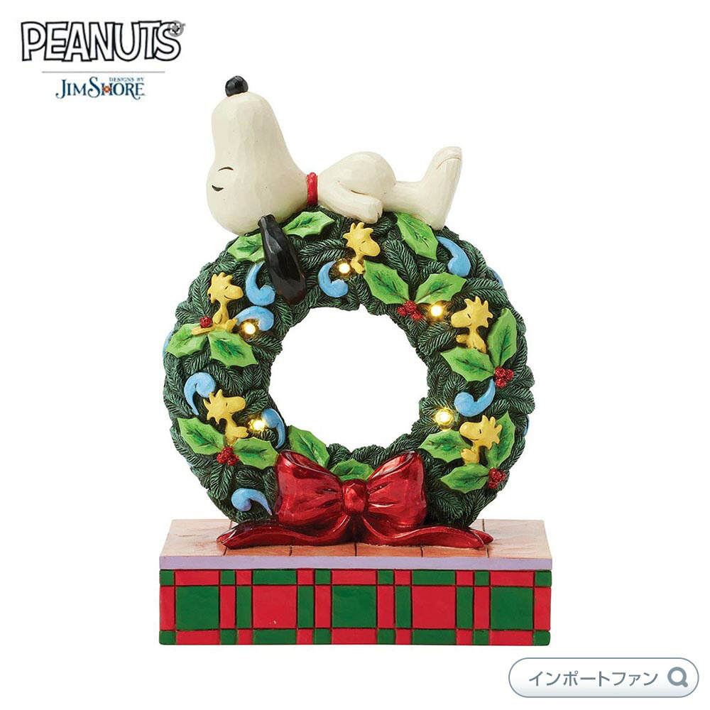 ジムショア スヌーピー スリーピング リース LED クリスマス ピーナッツ 6017242 Snoopy Sleeping on LED Wreath JimShore 【ポイント最大47.5倍！お買い物マラソン セール】｜Import Fan