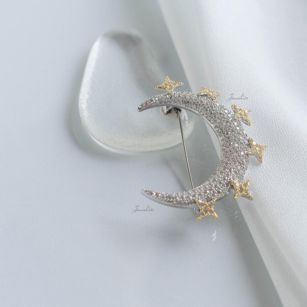 K18✨silver ブローチ月ムーンブローチ