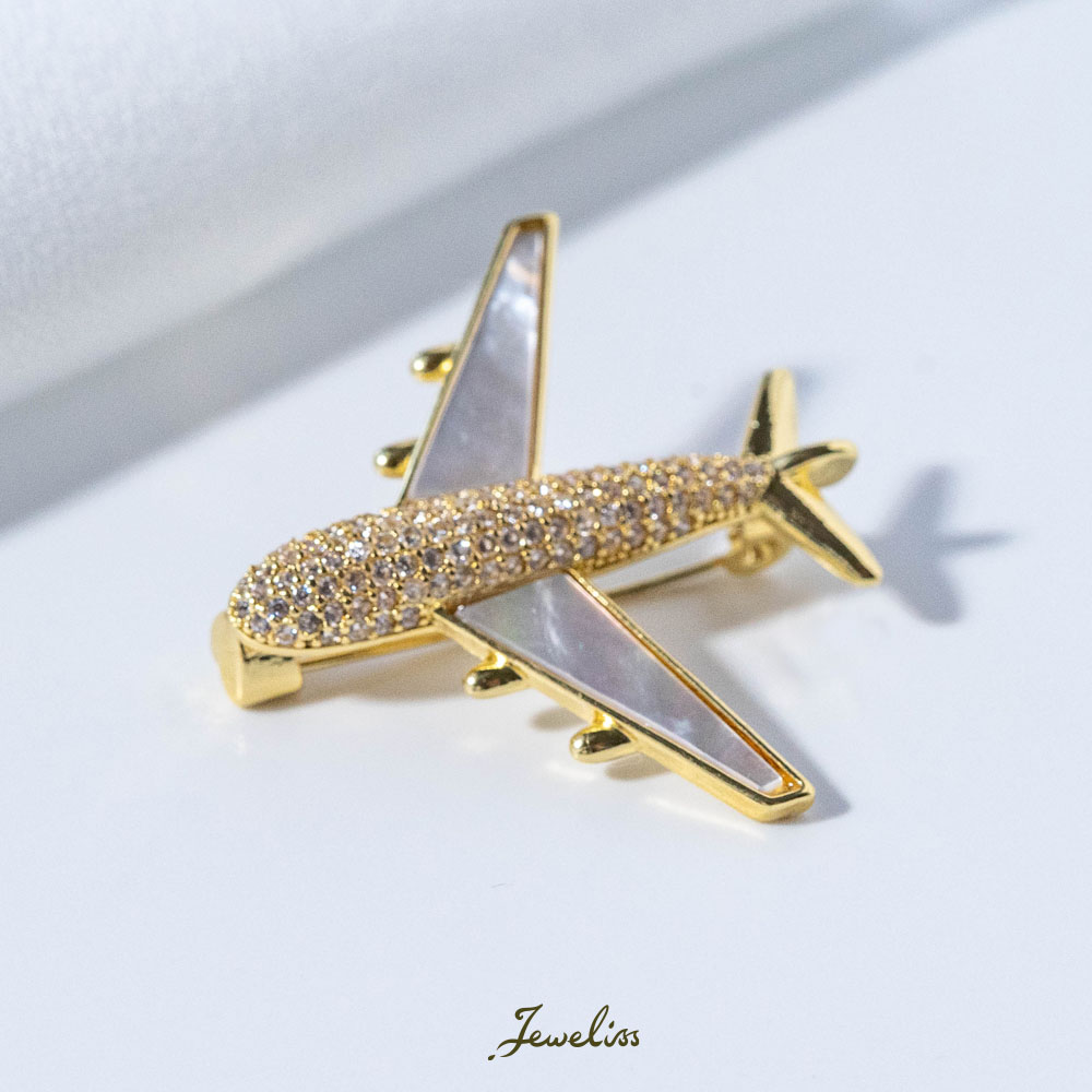 【マラソン限定P5倍】Jeweliss ブローチ Avion アヴィオン 飛行機 クリスタルパヴェ シェル ジュエリス アクセサリー おしゃれ コサージュ セレモニー ギフト プレゼント 入学式 卒業式 【ポイント最大49倍！お買い物マラソン セール】 本州送料無料 即納