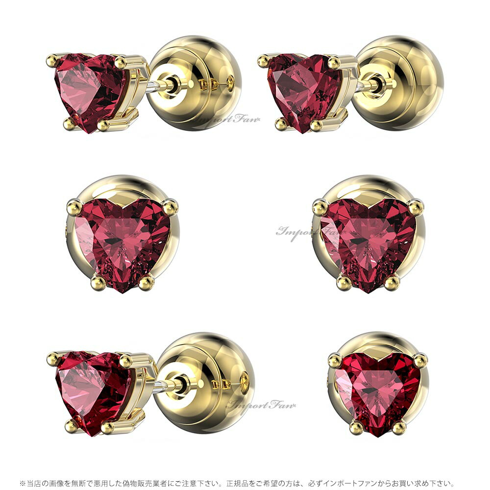 【SWAROVSKI】Chroma ドロップピアス 5684760 Chroma drop earrings, Heart, Red, Gold-tone plated | Swarovski