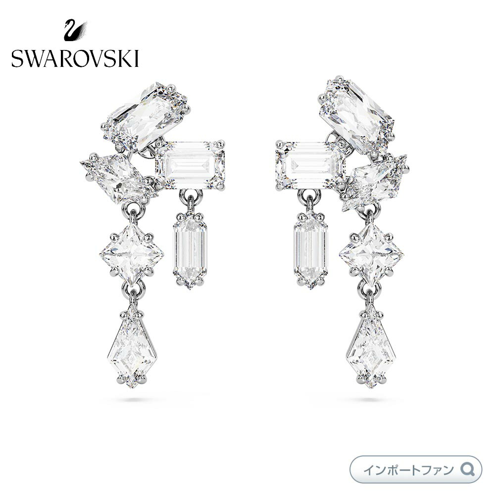 SWAROVSKI Bella ドロップピアス/正規品 5687414 Bella ドロップピアス, ハート, ホワイト, ロジウム・プレー
