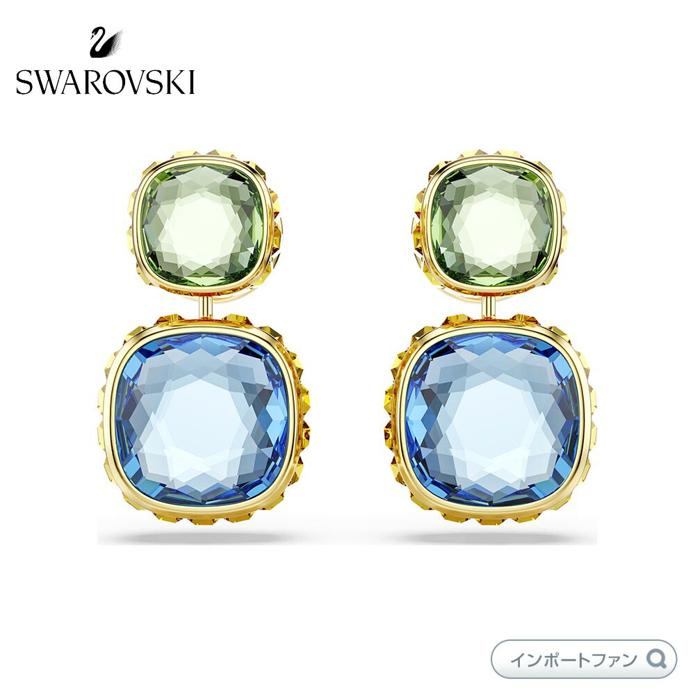 スワロフスキー クロマ ドロップピアス クッションカット マルチカラー ゴールドトーン・プレーティング 5692492 【ポイント最大47.5倍！お買い物マラソン セール】｜Import Fan