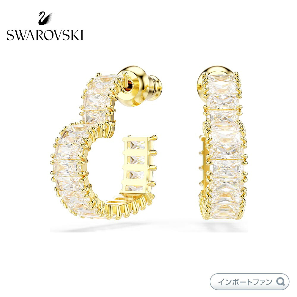 スワロフスキー マトリクス フープピアス バゲット・カット ハート 小サイズ ホワイト ゴールドトーン・プレーティング 5693512 【ポイント最大47倍！お買い物マラソン セール】