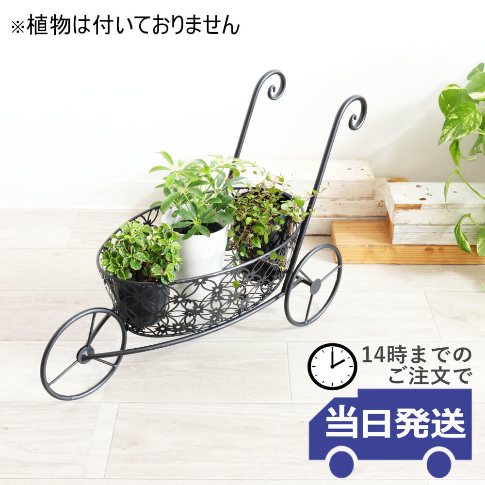 【当日発送】 鉢カバー フラワーカート インテリア オブジェ おしゃれ プランターカバー ガーデニング アイアン 雑貨 かわいい フラワーカート 黒 室内 花 植木鉢カバー 玄関 ガーデニング雑貨 ベランダ ブラック 観葉植物 北欧