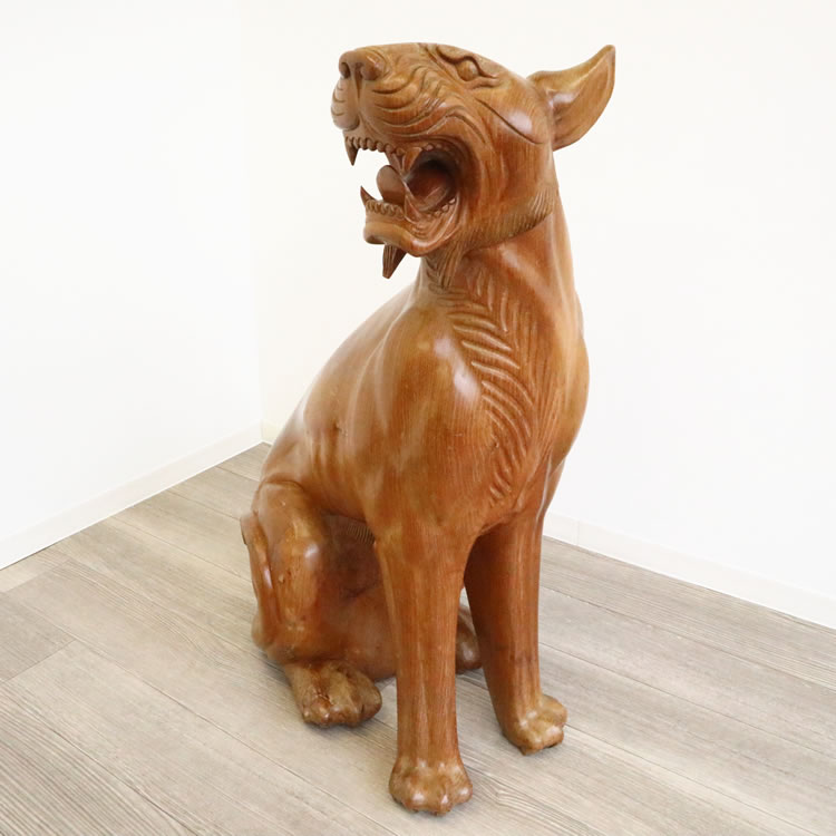 楽天市場 置物 トラ 大きい 木彫り オブジェ 動物 ディスプレイ アニマル 木製 虎 フィリピン製 高級 工芸品 インテリア 干支 玄関 入口 輸入雑貨 イエ