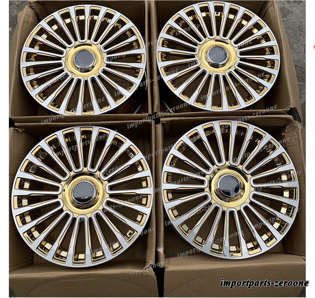 22インチ クローム ゴールド M スタイル ホイール CADILLAC DTS 22x9 オフセット38 -BRN-12273★|インポートパーツゼロワン
