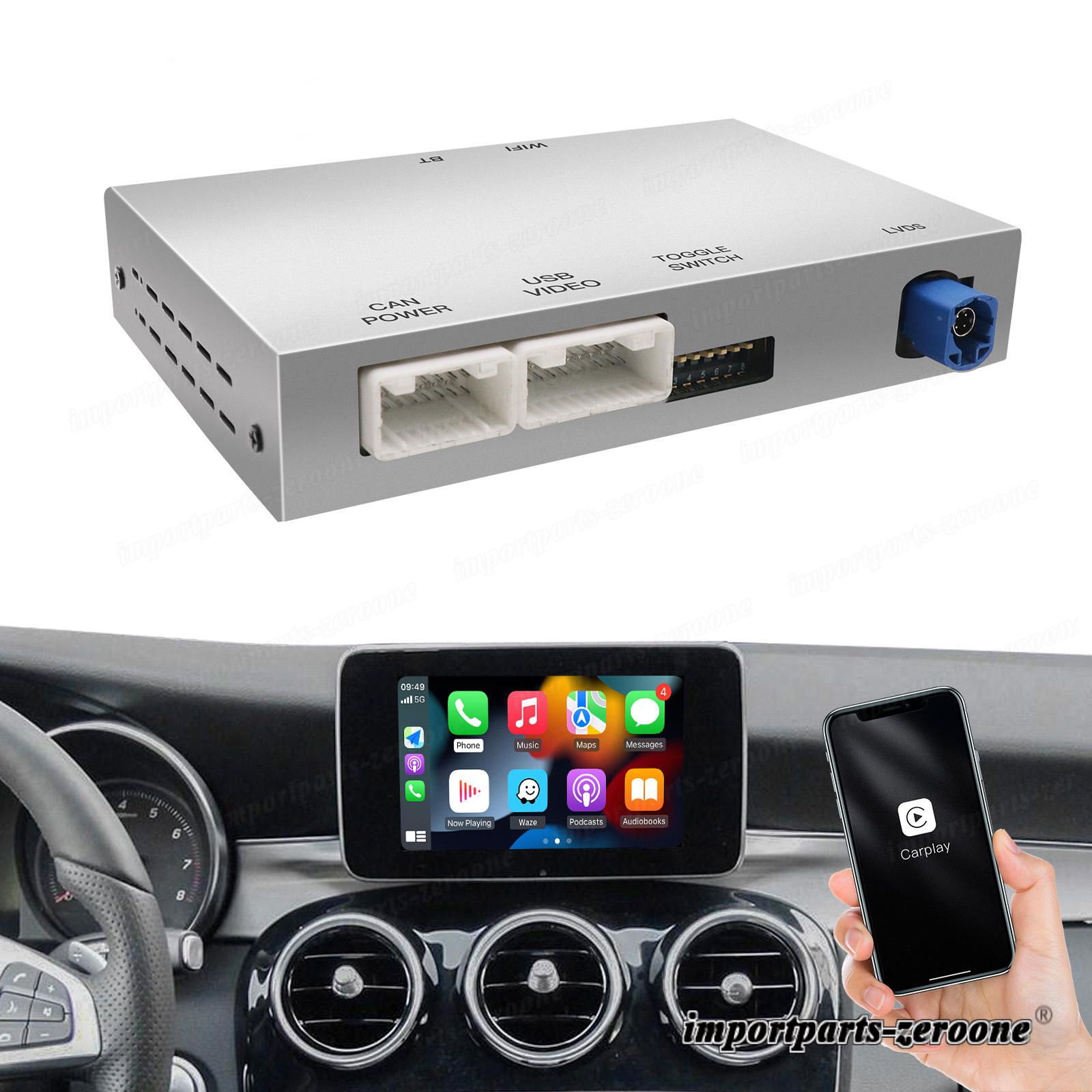 ワイヤレスカープレイインターフェイスボックスメルセデスCクラスW205 Glc X253 DVDマルチメディアAndroid用オートアップグレードカー1年　-AAT-1053｜インポートパーツゼロワン 26,928円