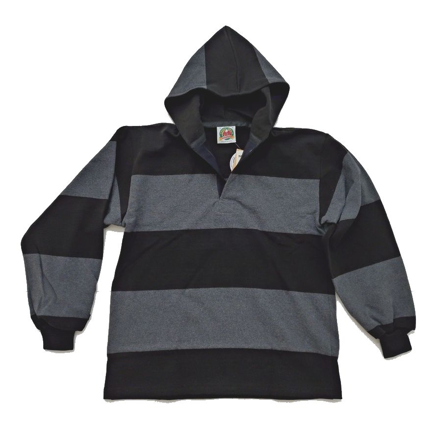 BARBARIAN（バーバリアン）RYGBY HOODIE (ラグビーフーディー） 暗灰色×黒いこと / CLASSIC FIT / カナダサイズスペック -カナダ製 トップス-メンズファッション