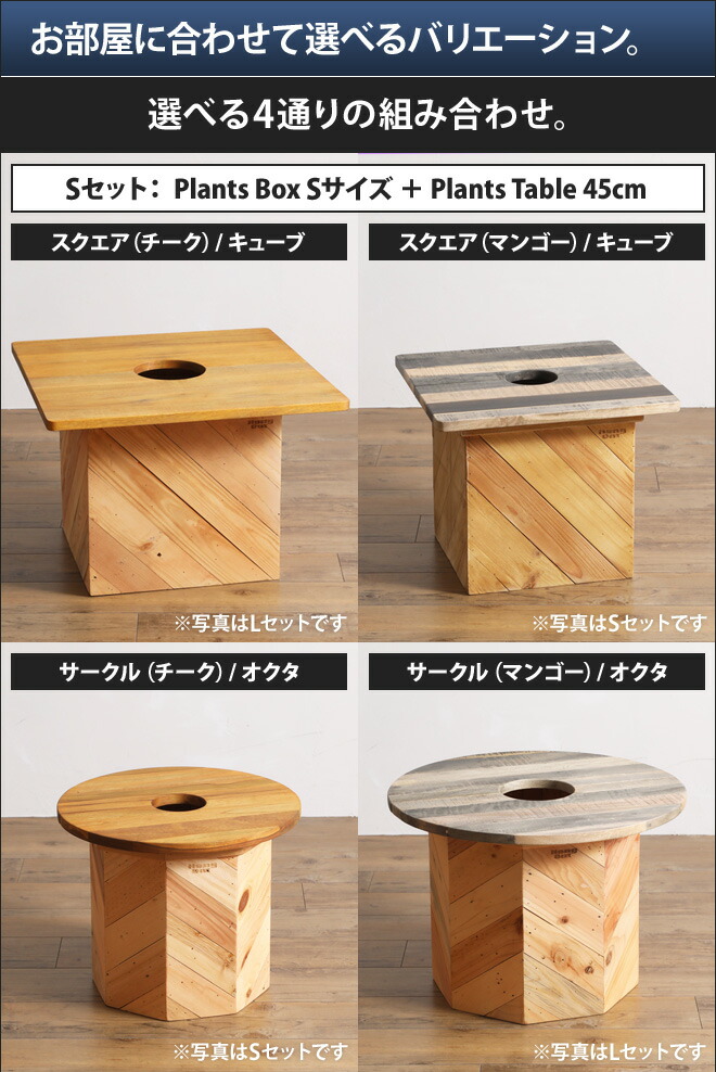 【楽天市場】ミニテーブル＆プランターカバー プランツテーブル ＆ ボックス Sセット 45cm PLT Plants Table &amp; Box