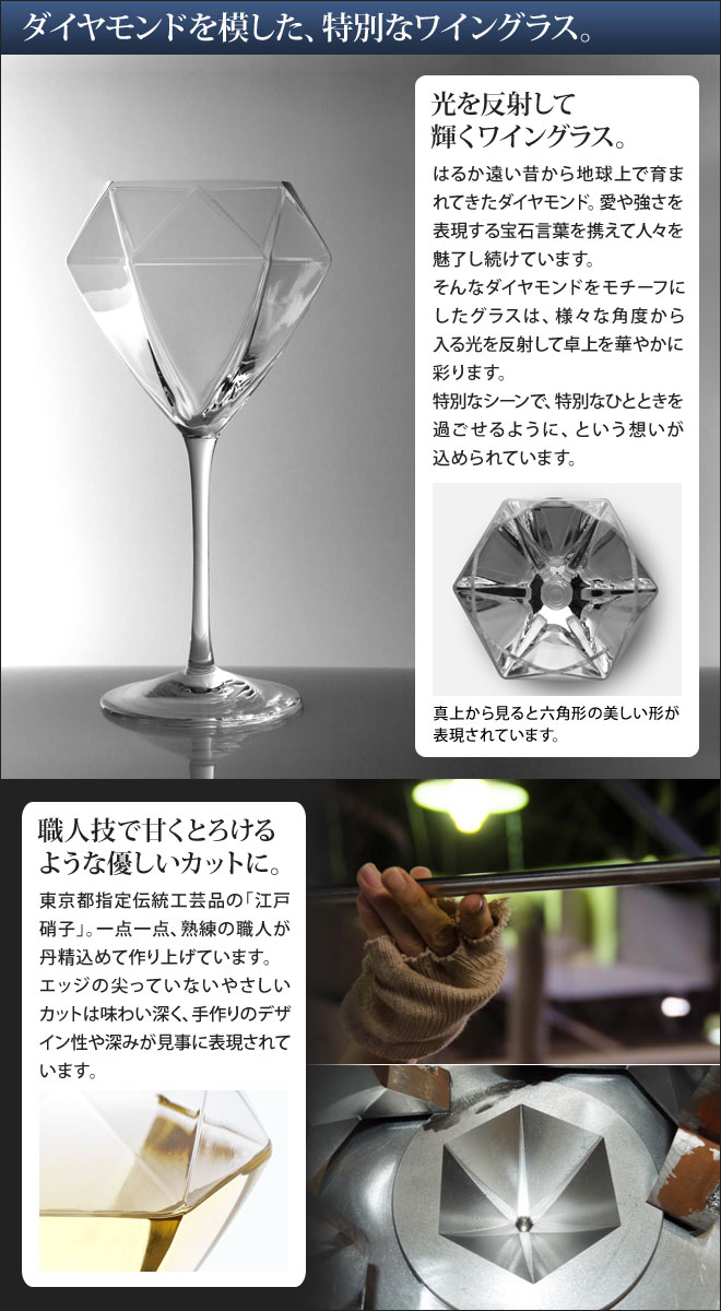 楽天市場 グラス ワイングラス ダイヤモンドグラス ロングステム 2個セット セット ペア 日本製 江戸硝子 ギフト Diamond Glass セレクトショップ Aqua アクア