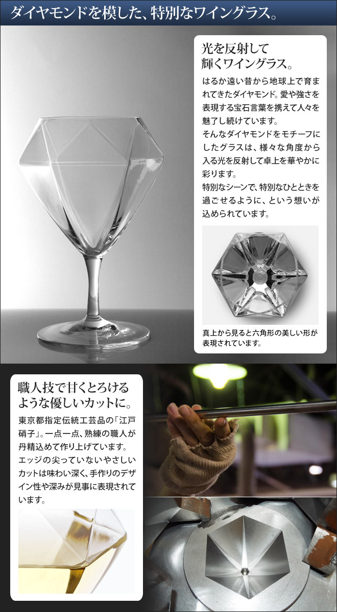 楽天市場 グラス ワイングラス ダイヤモンドグラス ショートステム 2個セット セット ペア 日本製 江戸硝子 ギフト Diamond Glass セレクトショップ Aqua アクア