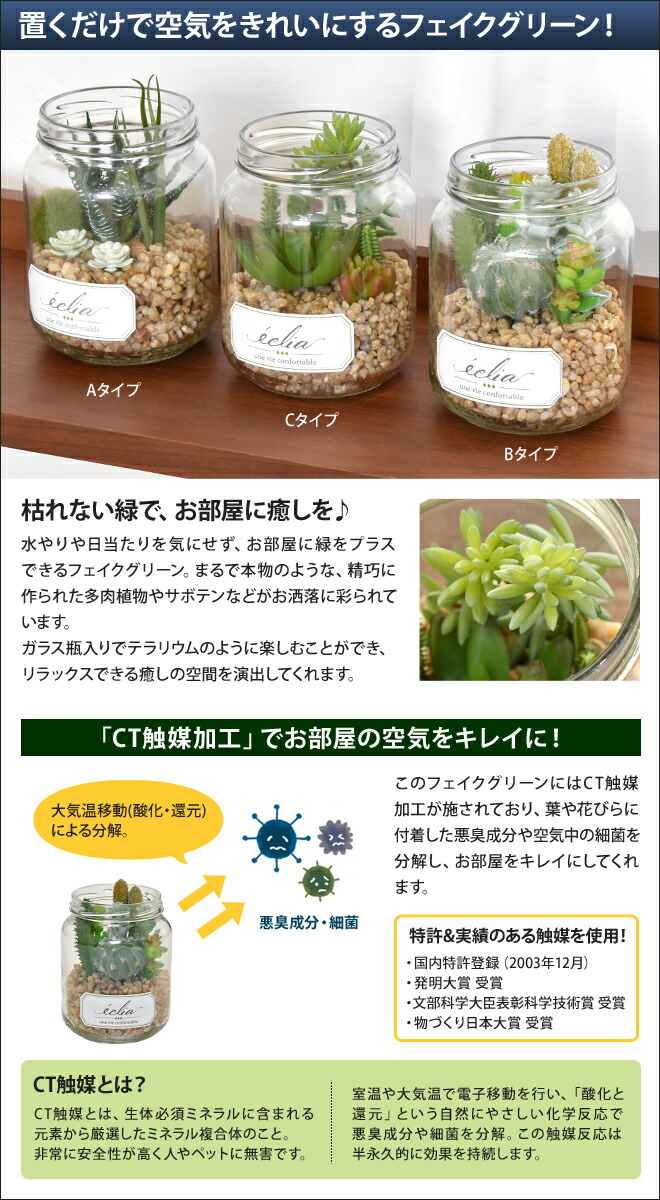 楽天市場 フェイクグリーン エクリア 瓶 多肉植物 サボテン 寄せ植え 抗菌 光触媒 消臭 防汚 造花 フェイク イミテーション グリーン Ct触媒 観葉植物 セレクトショップ Aqua アクア