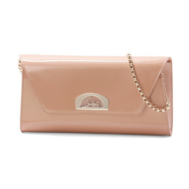 Louboutin Strap Clutch Purse Beige Vero Dodat One