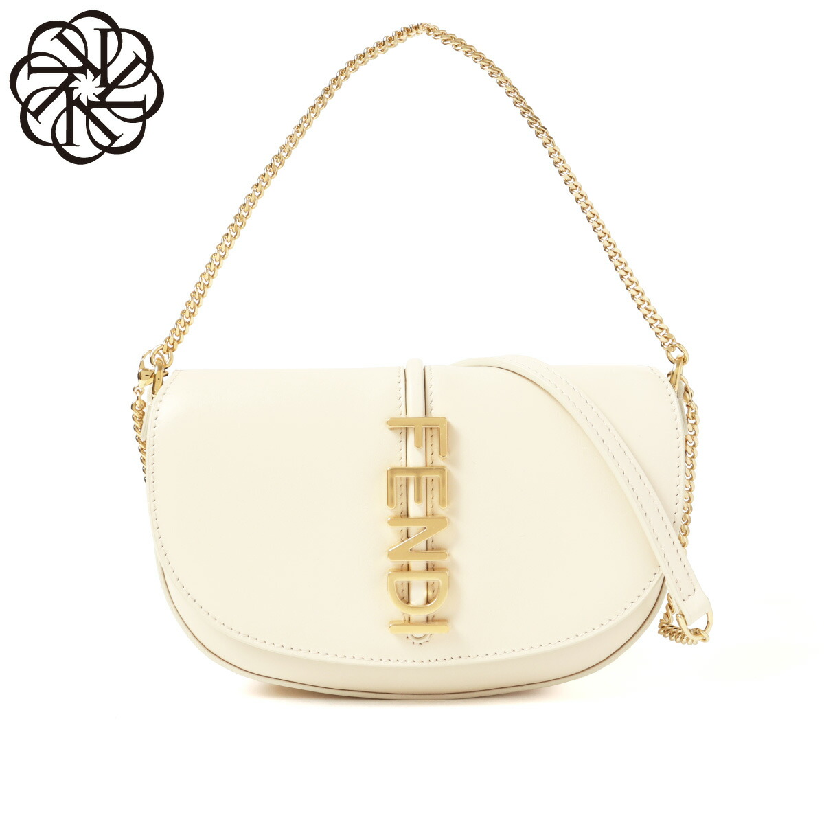 Fendi ホワイト ロゴ クラッチバッグ フェンディ FENDI FENDILOMA クラッチバッグ 7VA491 グレー レザー