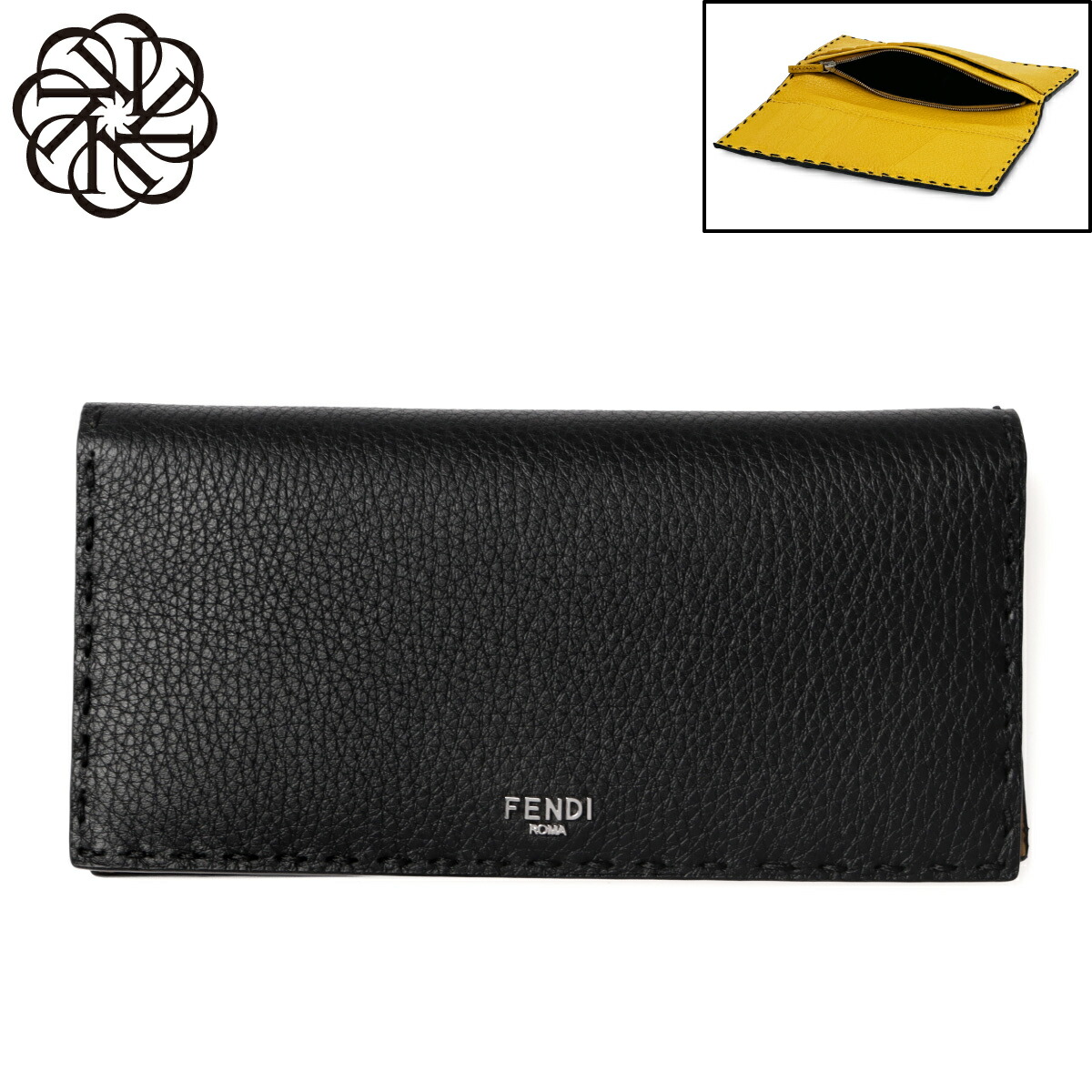 フェンディ FENDI 二つ折り長財布 メンズ 7M0355 AW2F F0R2A SELLERIA セレリア BLACK+SUNFLOWER+PALLADIUM ブラック 56,880円