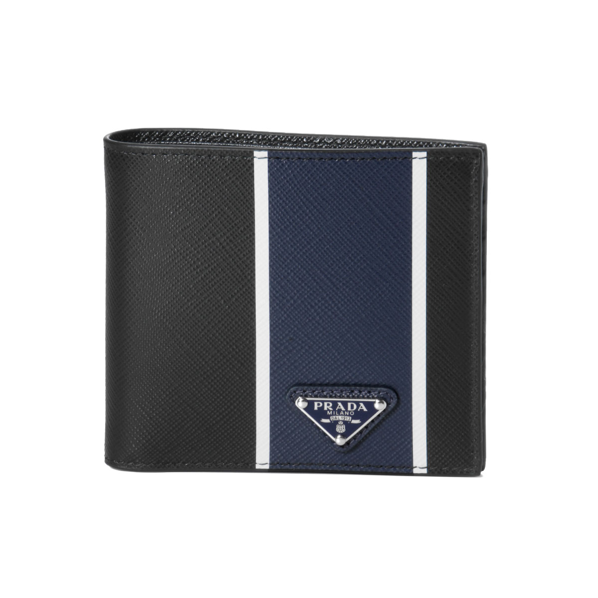 全国宅配無料 プラダ Prada 財布 メンズ 2mo513 2faf F011e 二つ折り財布 Saffiano Colour Nero Bluette ブラック 全国宅配無料 Www Consulacam Marseille Fr