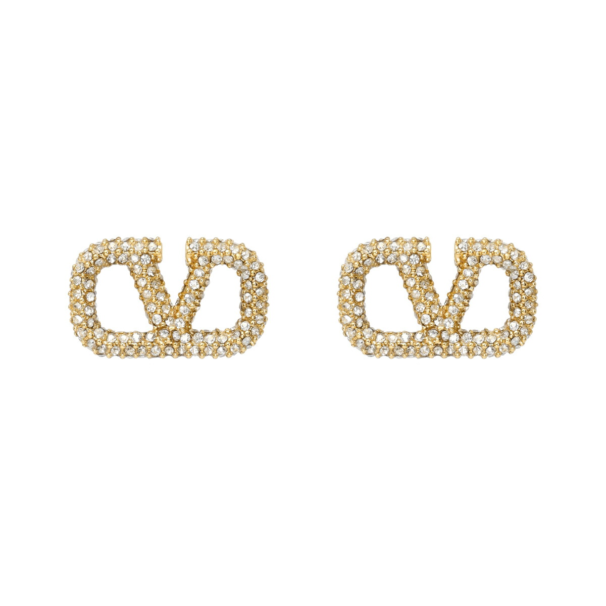 美品Valentinoヴァレンティノ ロゴゴールドデザインスタッドピアス Vlogo Signature Metal Earrings for Woman in Gold | Valentino TR