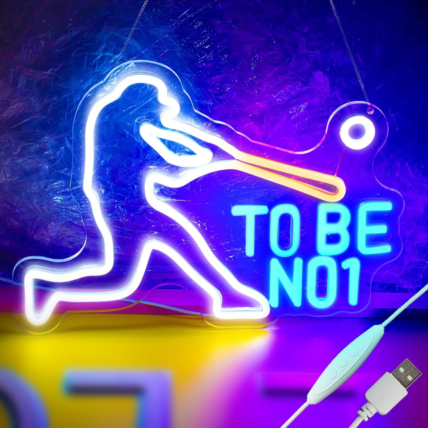 ネオンサイン 野球 多階段調光可 【TO BE NO1 】スポーツ LED 体育館 baseball型 ネオンライト 店看板 LED看板 USB給電 インテリア 店内飾り ネオン管ライト 壁装飾 リビングルーム 寝室 クラブ ショップ キッズギフト