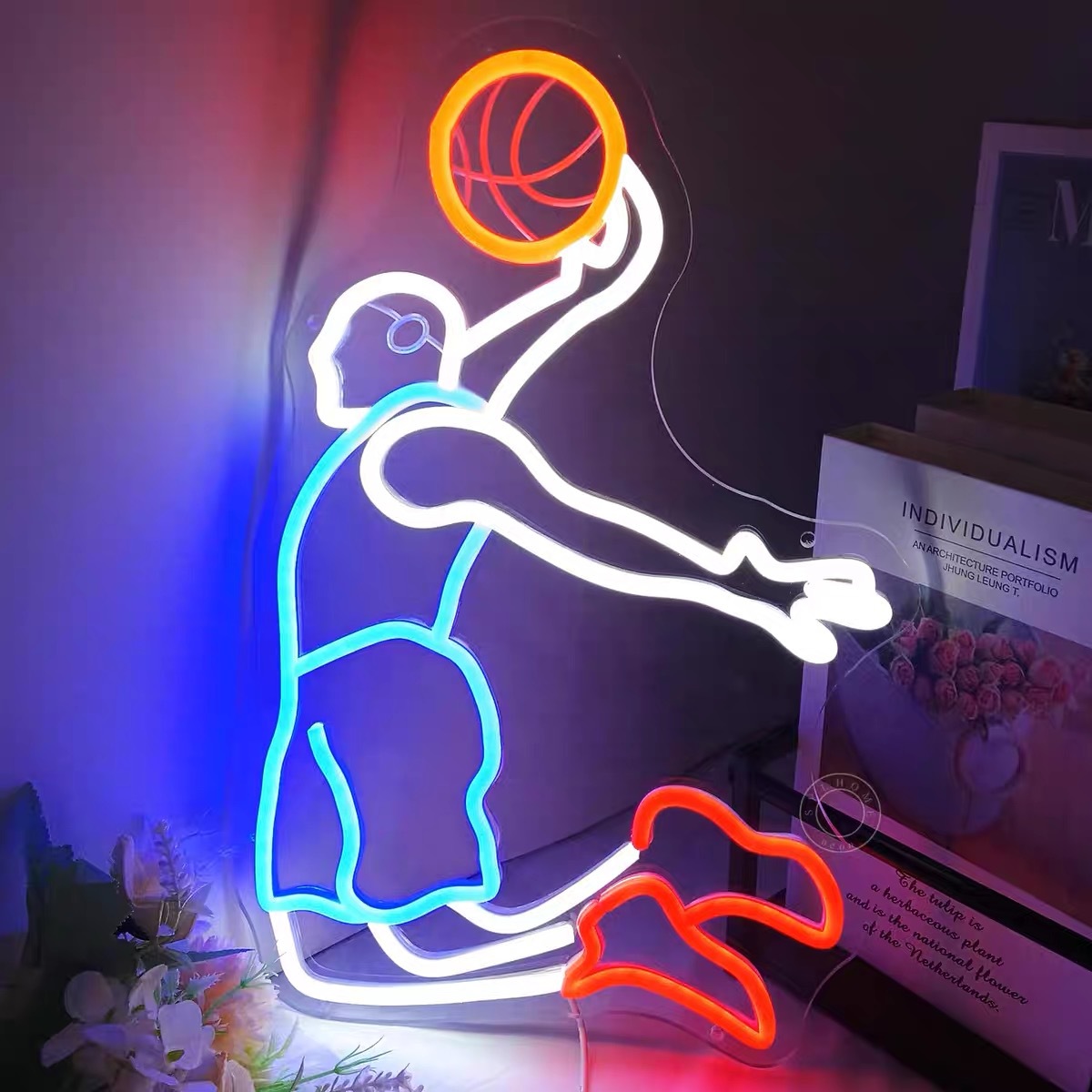 ネオンサイン バスケット 多階段調光可 バスケットボールネオンライト スポーツ LED 体育館 ボール型 ネオンライト 店看板 LED看板 USB給電 インテリア 店内飾り ネオン管ライト 壁装飾 リビングルーム 寝室 クラブ ショップ キッズギフト