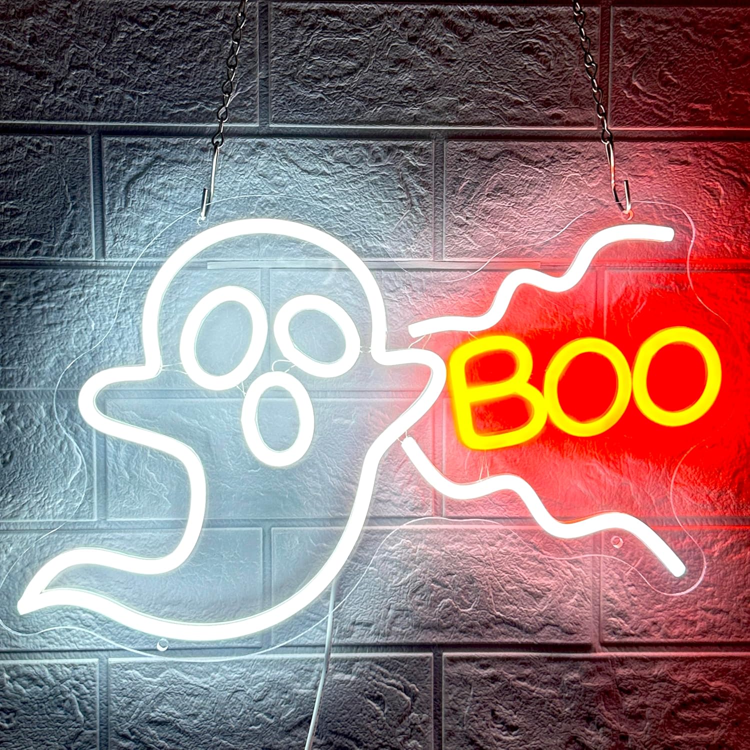 ハロウィンネオンサイン BOO ゴースト/カボチャ 多階段調光 LED 窓 ドア 壁装飾サイン USB給電 雰囲気作り ハロウィンデコレーション 寝室 子供部屋 ハロウィンウィンドウライト 居酒屋 壁掛け/吊り下げ両用 店舗用 開店祝い