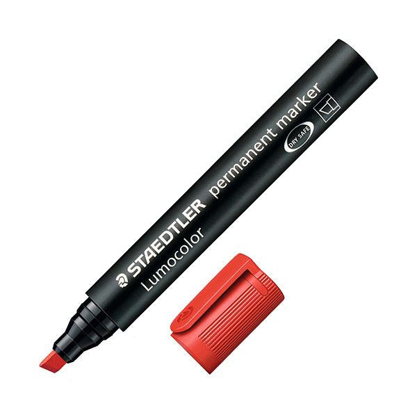 ステッドラー 油性マーカー ルモカラー太書き斧型 B（2.0~5.0mm） レッド 350-2 1セット（10本） 【×3セット】 【 セット販売 まとめ買い 割引 オフィス 文房具 文具 業務用 オフィス用品 】 文具 オフィス用品 ペン ボールペン