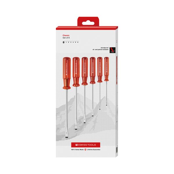 PB SWISS TOOLS ピービースイスツールズ 6本組 クラシックハンドル マイナスドライバーセット ペーパーボックス入 1510.CBB 工事 DIY 工具 ドライバー ドライバーセット