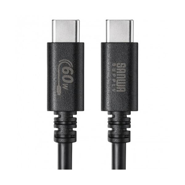 サンワサプライ USB2.0 PD60W対応 Type-Cケーブル ブラック 3m（RoHS指令10準拠） KU-CCP6030BK 1本 【×2セット】 【 セット販売 まとめ買い 割引 】 パソコン ケーブル ケーブルカバー