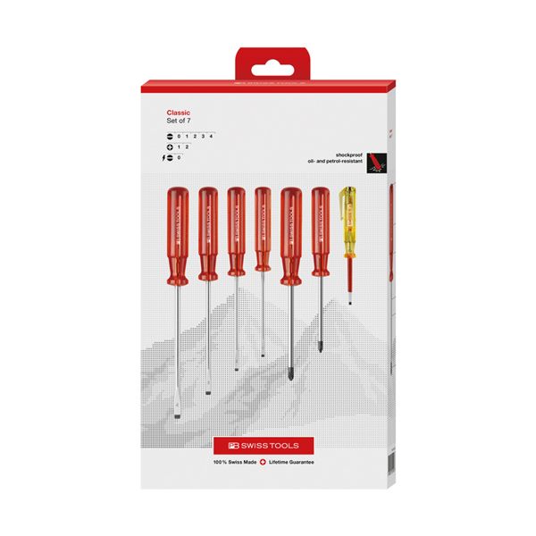 PB SWISS TOOLS ピービースイスツールズ 6本組 クラシックハンドル マイナスドライバーセット ペーパーボックス入 1575.CBB 工事 DIY 工具 ドライバー ドライバーセット