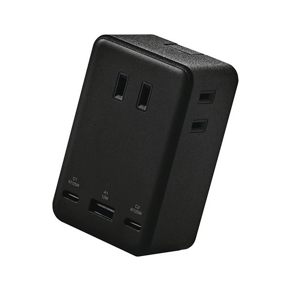 エレコム 差し込み直挿しUSB水道栓 67W/A×1+C×2 T-U09-3AC2BK