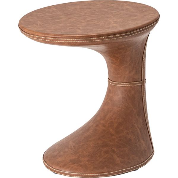 サイドテーブル 約幅39×奥ぶかさ46×高さ44.5糎 赤銅色 ホンブルグ帽なめし革 リビング時刻表 リビング 晩ご飯 成し遂げる品