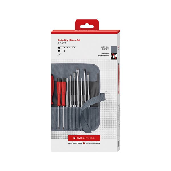 PB SWISS TOOLS ピービースイスツールズ 9本組 差替式１番ウッド仕掛ける ロールケース（薄墨色）付 調査報告ボックス席入 8218.GYCBB 工事 DIY 物の具 １番ウッド １番ウッド仕掛ける ドライバー-花・ガーデン・DIY