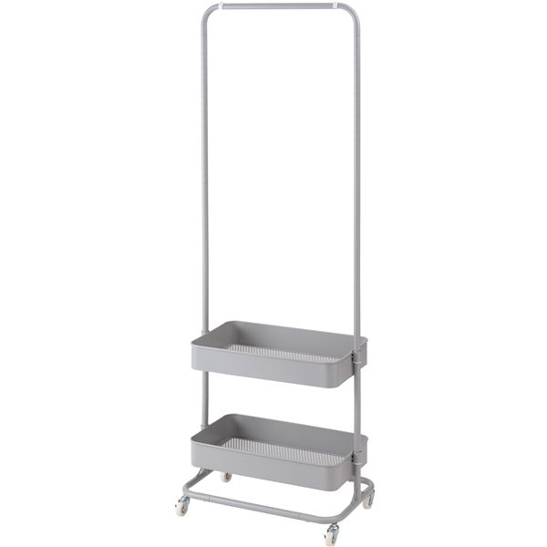 ハンガーワゴン グレー トレイ 2段 （約W59.5×D37×H150 / 175cm） 組立式 インテリア 家具 収納家具 ハンガーシェルフ ワードローブ