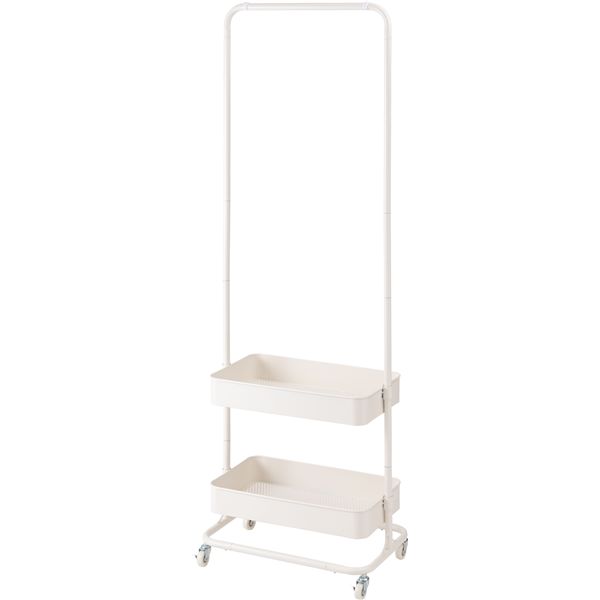 ハンガーワゴン ホワイト トレイ 2段 （約W59.5×D37×H150 / 175cm） 組立式 インテリア 家具 収納家具 ハンガーシェルフ ワードローブ