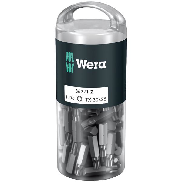 WERA ヴェラ 100本入 トルクスネジ用 ドライバービット 差込6.35mm 刃先サイズTX30 全長25mm 072451 工具 作業工具 ツール DIY 工事 DIY 工具 ドライバー ドライバー