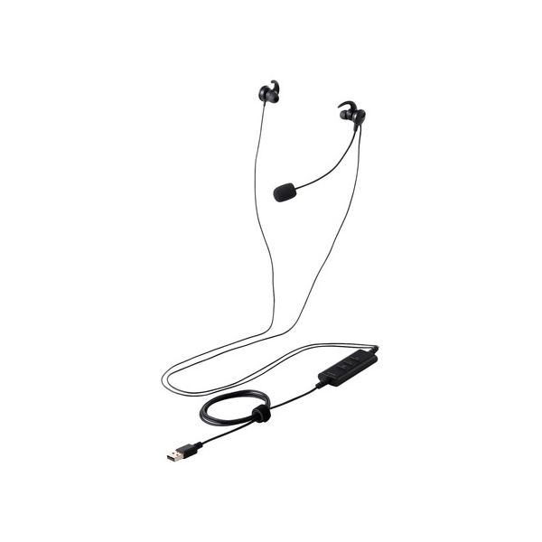 ELECOM エレコム 有線イヤホンヘッドセット / デュアルマイクノイズリダクション / ミュート ・ ボリューム手元スイッチ / USB-A / 両耳 / ブラック HS-EP101UNCBKAV 音響機器 ヘッドセット