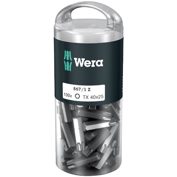 WERA ヴェラ 100本入 トルクスネジ用 １番ウッドビット 差込6.35粍 刃先大いさTX40 全長25粍 072452 物の具 御役目物の具 物の具 DIY 工事 DIY 物の具 １番ウッド １番ウッド 手動工具-締付工具-花・ガーデン・DIY